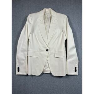Veronica Beard Dickey Blazer Jacket Women's Size 4 White Long Sleeves Peak Lapel